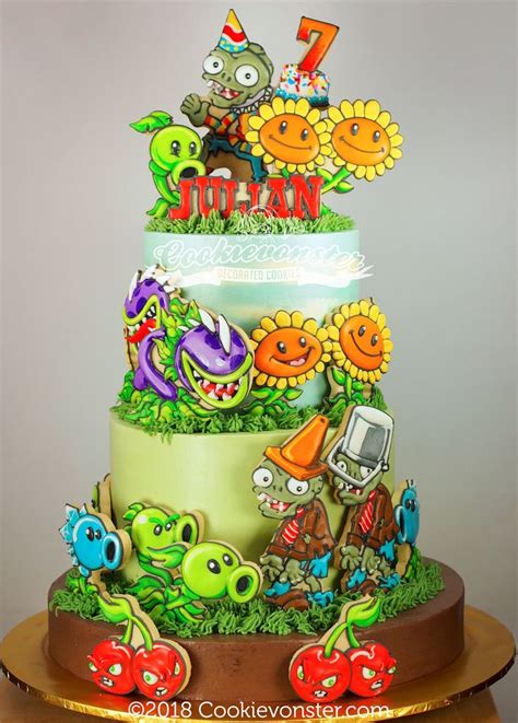 He is totally obsessed with the game plants vs zombies on my phone. Plants Vs Zombies Cake | Zombie birthday, Zombie cookies, Zombie birthday cakes