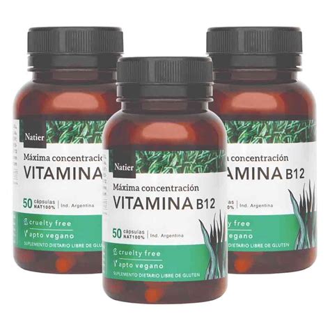 Pack 3 Natier Vitamina B12 X 50 Cápsulas Máxima Concentración