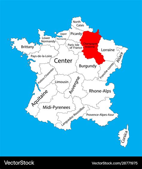 Map State Champagne Ardenne Royalty Free Vector Image