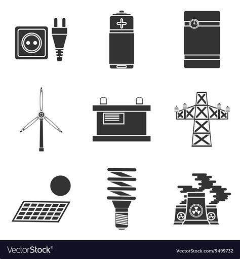 Energy Generating Systems Icons Set Royalty Free Vector