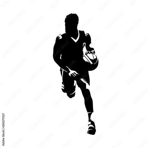 Basketball Player Running With Ball Dribbling Isolated Vector