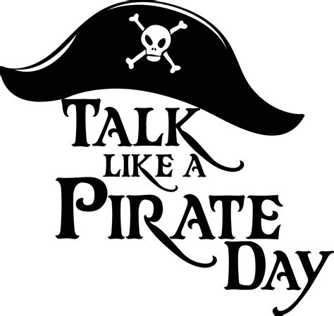 Talk Like A Pirate Day Logo With A Pirate Hat On White Background