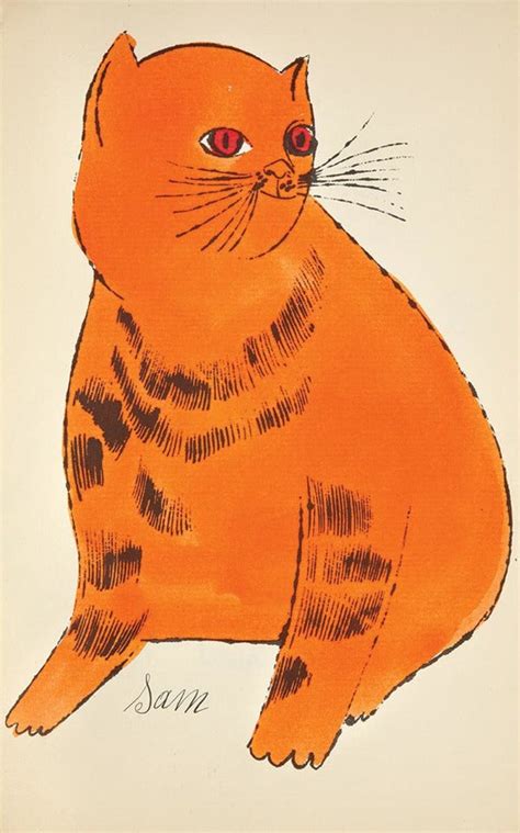 Andy Warhol Orange Cat Sitting From 25 Cats Named Sam And One Blue
