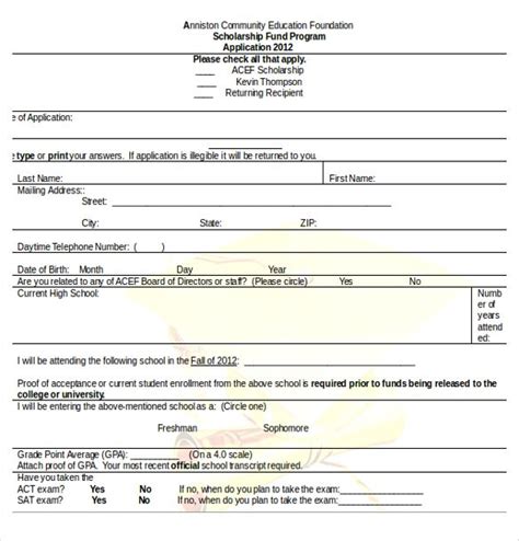 scholarship application template check more at 5851