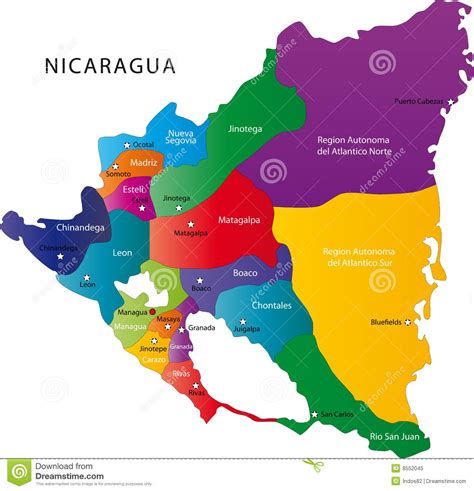 Mapa De Nicaragua Matagalpa Boaco Nicaragua