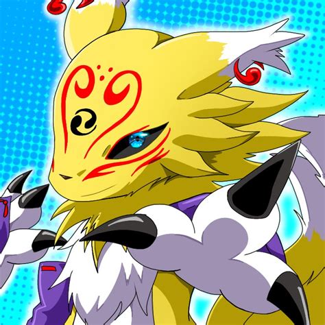Renamon Digimon Black Sclera Blue Eyes Claws Colored Sclera Fox