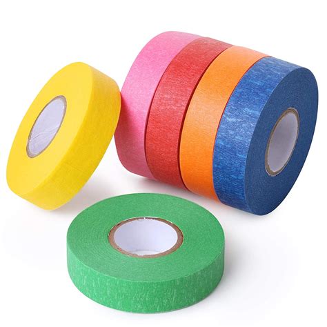 6 Rolls Colored Masking Tape Rainbow Colors Painters Tape Colored