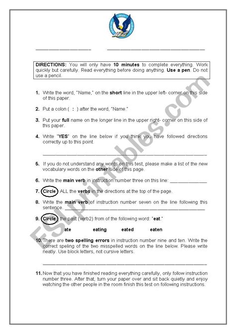 Can You Follow Instructions Esl Worksheet By Theajinomoto