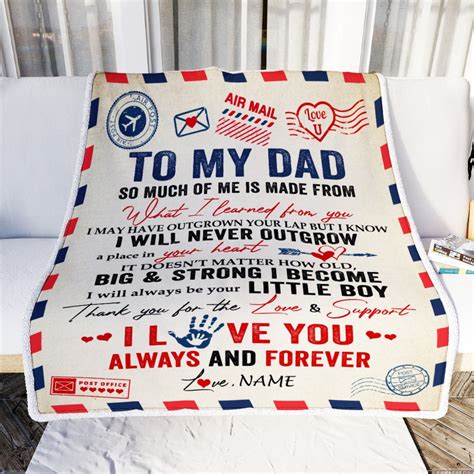 Personalized To My Dad Blanket From Son Air Mail Letter Mail I Love You
