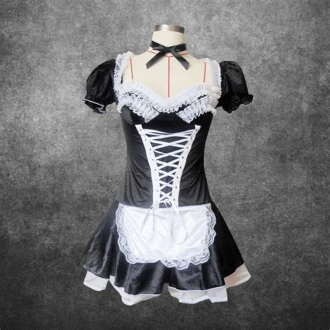 xs 6xl plus size halloween costumes adult sexy mini maid dress 3s1053 low cut neckline french
