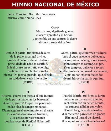 Mexican state anthems himnos de los estados de méxico. himno nacional mexicano 4 estrofas - Buscar con Google ...