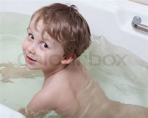 Boy Bathing In Bathtub Stock Image Colourbox