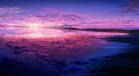 Purple Sunset Reflected In The Ocean Wallpaper Hd Artist