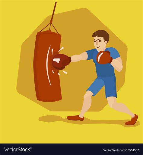 Boxer Training With Punching Bag Cartoon Vector Image