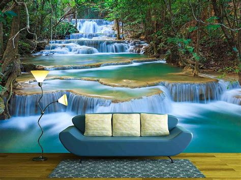 Wall26 Deep Forest Waterfall In Kanchanaburi Thailand Removable