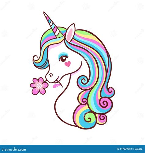 Greeting Card With Unicorn On A White Background Stock Vector