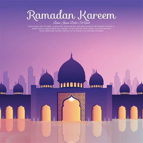 Premium Vector Ramadan Kareem Background With Mosque