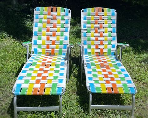 Matched Pair Vintage Aluminum Webbed Folding Lawn Chairs Mid Century Loungers Ebay Vintage