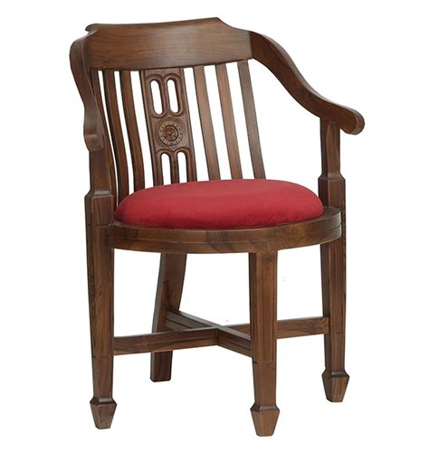 Buy Aakruti Teak Wood Arm Chair Set Of 2 In Red Colour By Mudramark