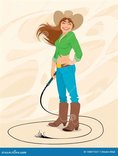 Retrato De Un Cowgirl Ilustración Del Vector Ilustración De Sonrisa 148071527