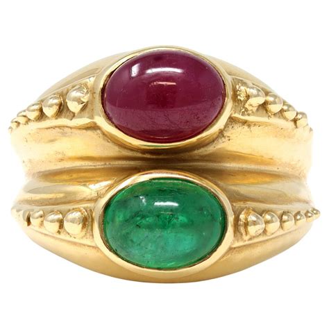 Cabochon Ruby Emerald Emeralds Diamond Ring At 1stdibs Ruby Emerald