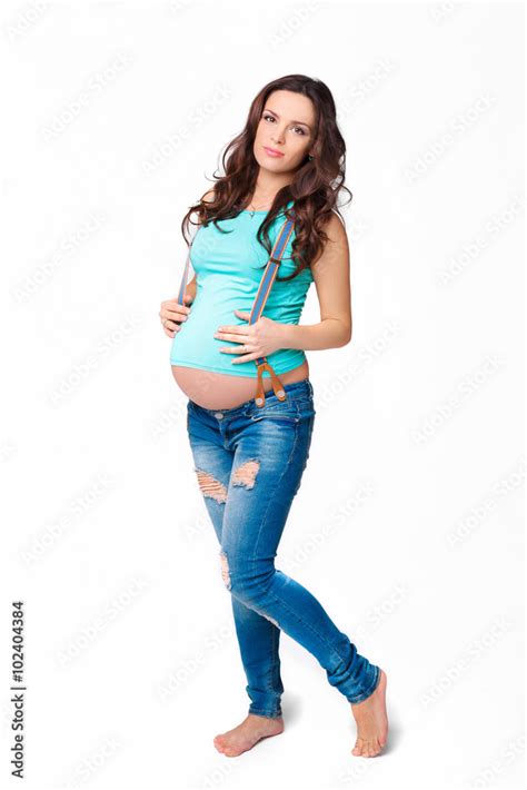 Beautiful Brunette Pregnant Woman Stock Photo Adobe Stock