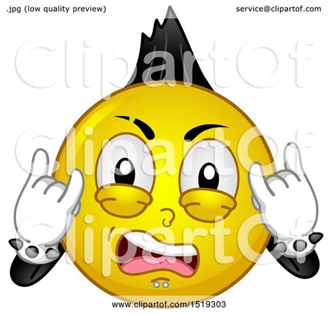 Clipart Of A Yellow Smiley Emoji Punk Rocker With A Mohawk Royalty