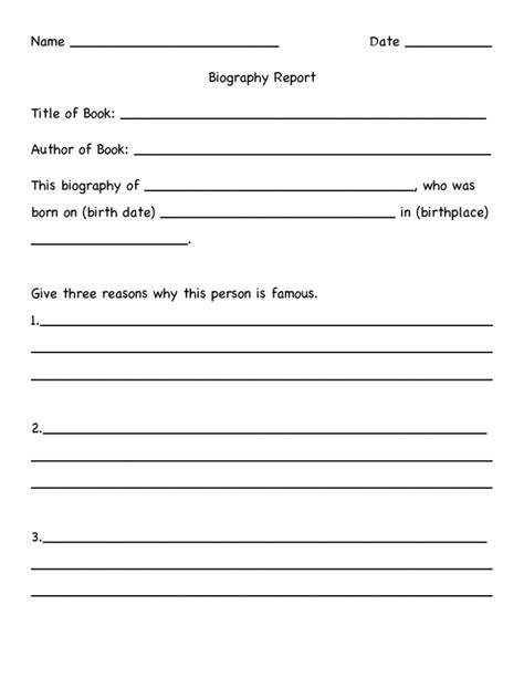 3rd Grade Biography Report Worksheet Pdf