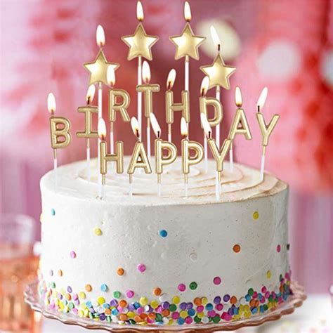 Happy Birthday Candle Gold Letters Candles Birthday Buy