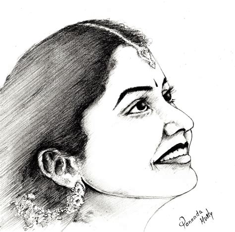Pencil Sketch Of A Traditional Indian Girl Indian Women Painting