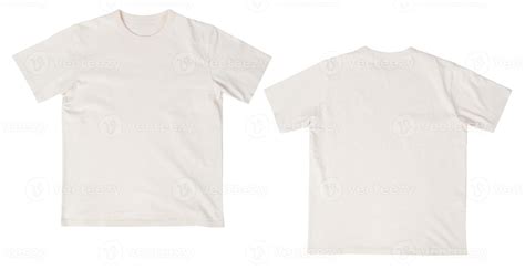 Blank Beige T Shirt Mockup Front And Back Isolated On White Background
