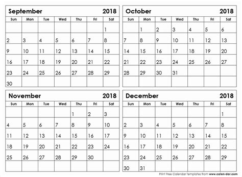 Print Calendar 4 Month Per Page Example Calendar Printable