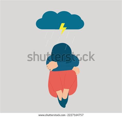 Sad Girl Crying Covering Her Face Stock Vector Royalty Free