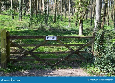Private Sign On Gate In Woodland Setting Stock Photo Image Of