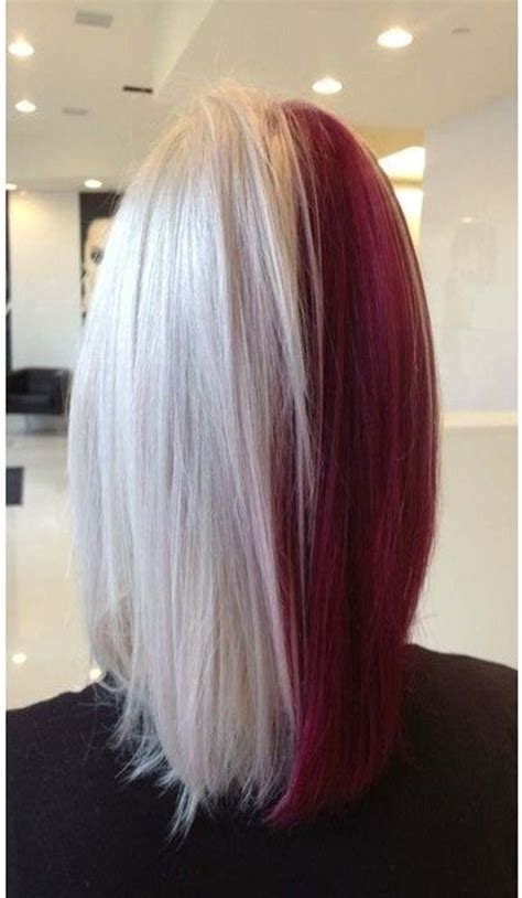 Half White And Half Red Hair Color Hairminia Split Dyed Hair Hair