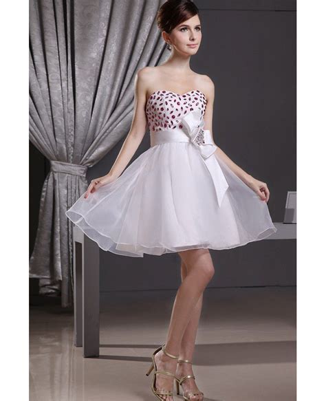 A Line Sweetheart Short Tulle Prom Dress With Beading Op