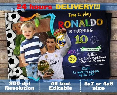Ronaldo Invitation Ronaldo Birthday Ronaldo Printable Real Madrid