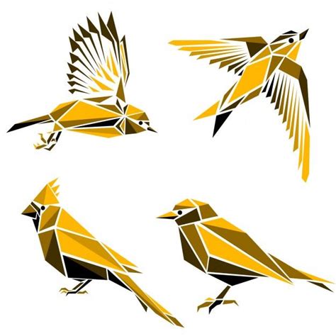 Collection Os Birds Made Of Polygonal Shapes Free Vector Geometric