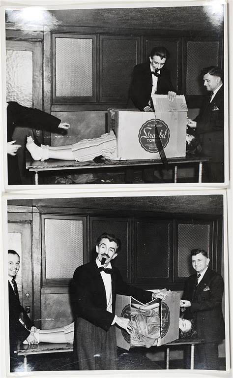 Two Photographs Of La Magicians Sawing A Lady In Half Quicker Than