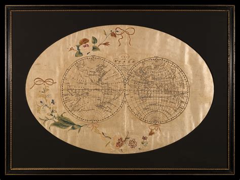 Lovely 18th Century Embroidered Map Rare And Antique Maps