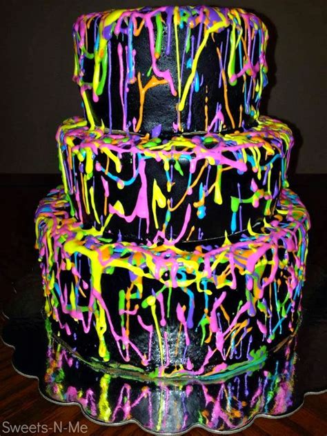 It's a great alternative for the traditional cake. Awesome Neon Splatter Birthday Cake Idea