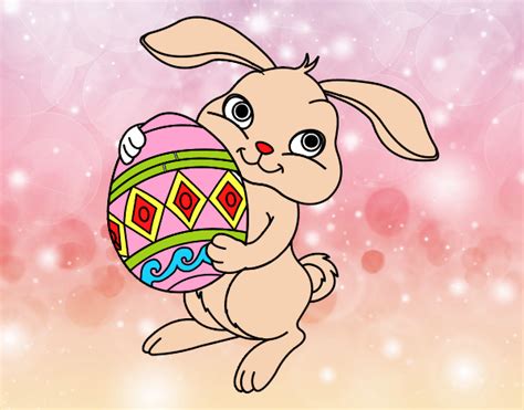 Dibujo De Conejo Con Huevo De Pascua Pintado Por En El Día