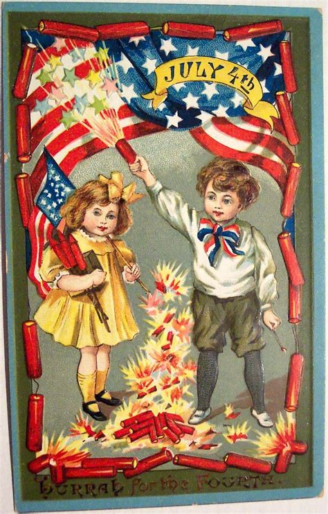 Vintage Postcard 4th Of July Vintage Fireworks Patriotic Images
