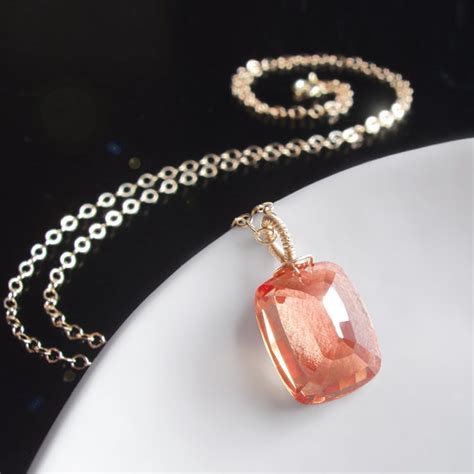 14k Padparadscha Sapphire Necklace By Bijouxodalisque On Etsy