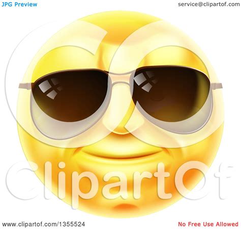 Clipart Of A 3d Yellow Male Smiley Emoji Emoticon Face Wearing