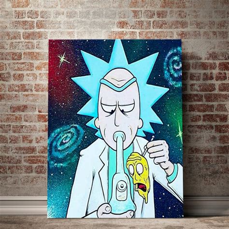 Rick And Morty Cannabis Premium Canvas Set Psychedelic Weed Etsy