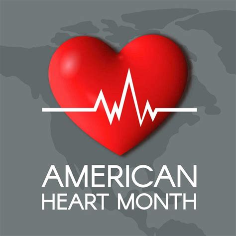 American Heart Month Square Banner Heartbeat Line On The Heart Vector