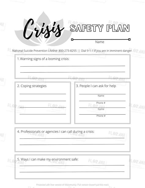 Crisis Safety Plan Printable Worksheet Etsy New Zealand