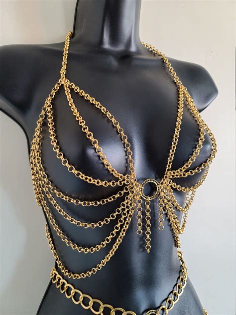 Womens Sexy Body Jewelry Chain Skirt Chain Bra Set Chain Etsy