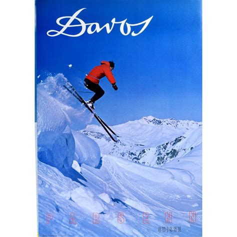 Davos Parsenn Region Switzerland Vintage Ski Poster 1968 Manning